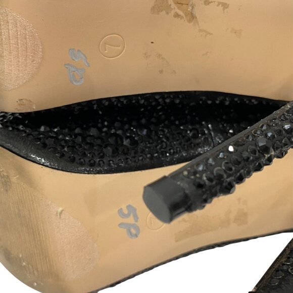 Black Rhinestone Peep-Toe Stiletto Heels Womens Size 7 By Foot Pedals - Picture 8 of 8